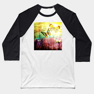 Butterflies on Wooden Fence - Red Tones Baseball T-Shirt